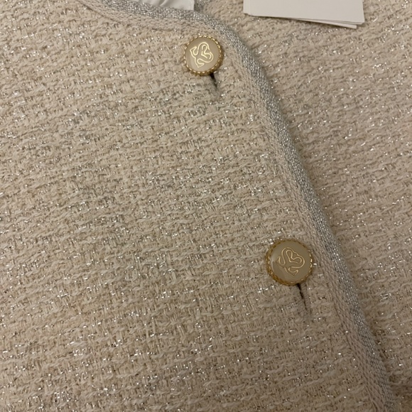 Sandro Metallic Ivory Tweed Dress - Picture 6 of 6